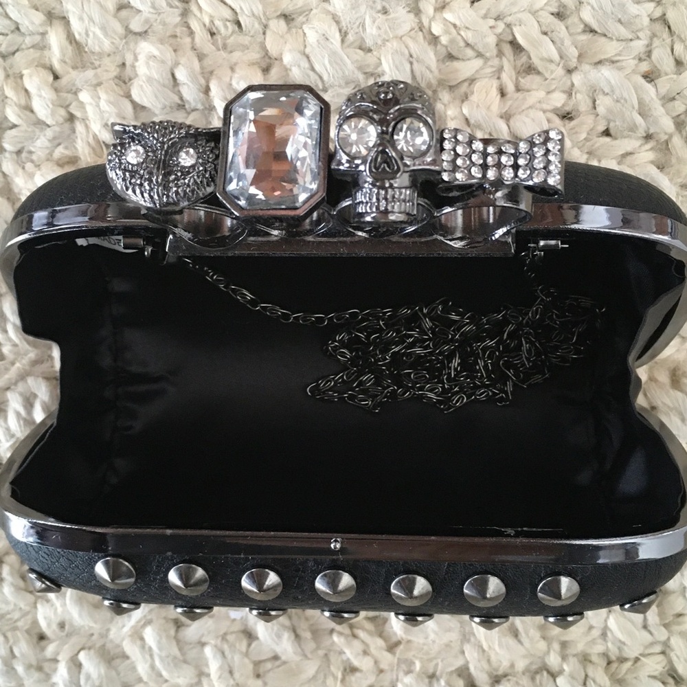 Black Studded Knuckle Clutch – Fashion Statement Bag - Picture 3 of 4